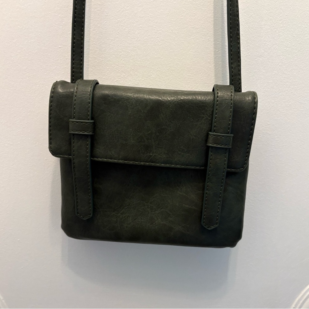 Dark Green Leather Crossbody Bag